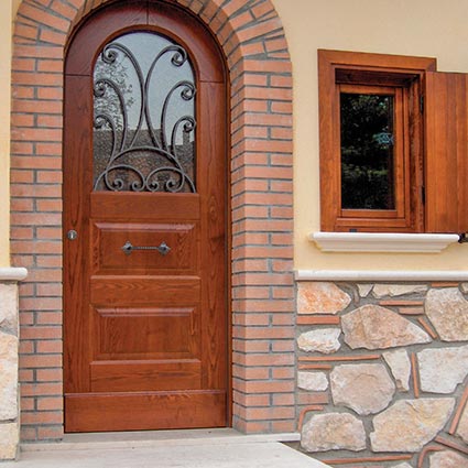 Wood external door with iron